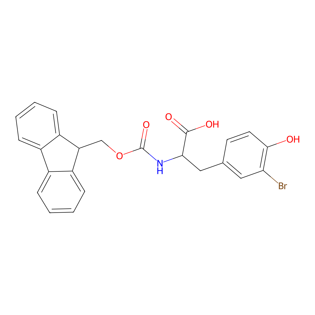 (2S)-3-(3-bromo-4-hydroxyphenyl)-2-((((9H-fluoren-9-yl)methoxy)carbonyl)amino)propanoic acid molecular structure, CAS 1145678-36-9