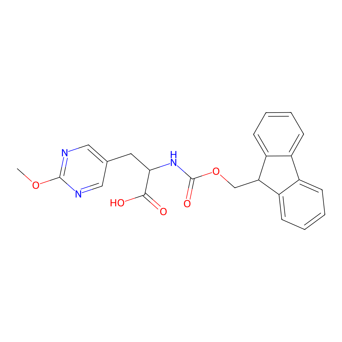 2-((((9H-Fluoren-9-yl)methoxy)carbonyl)amino)-3-(2-methoxypyrimidin-5-yl)propanoic acid molecular structure, CAS 1145678-66-5