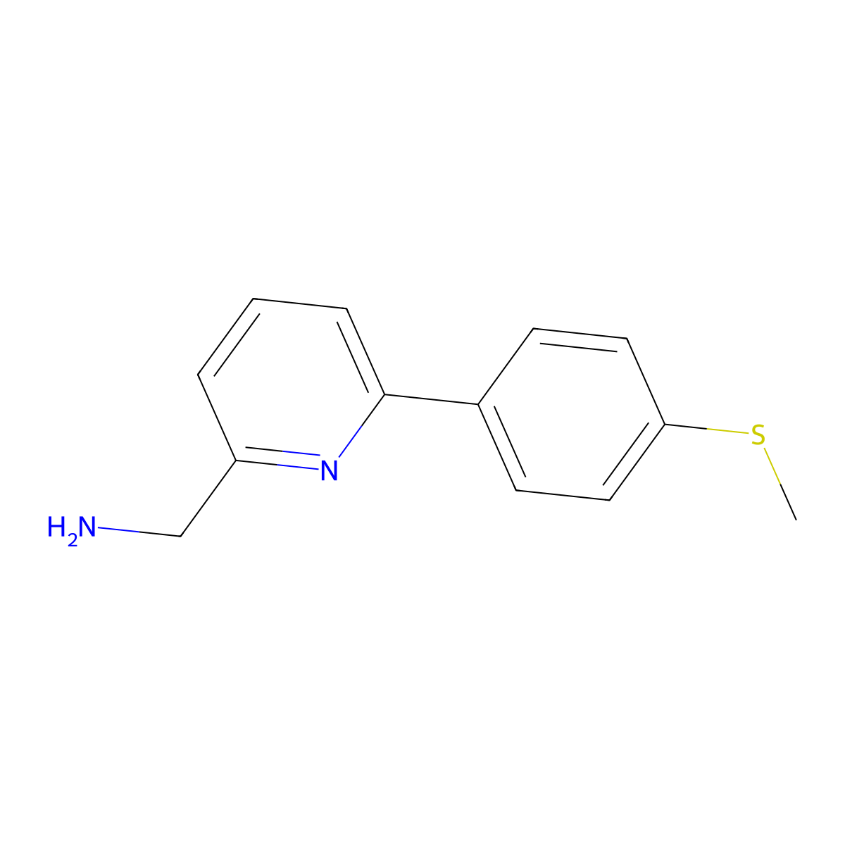(6-(4-(Methylthio)phenyl)pyridin-2-yl)methanamine molecular structure, CAS 1145679-93-1