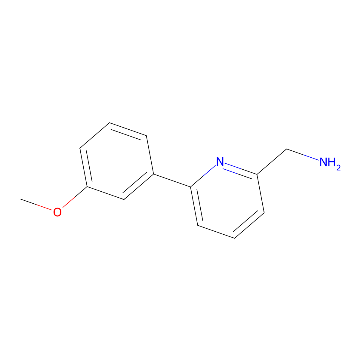 6-(3-Methoxyphenyl)-2-pyridinemethanamine molecular structure, CAS 1145680-30-3