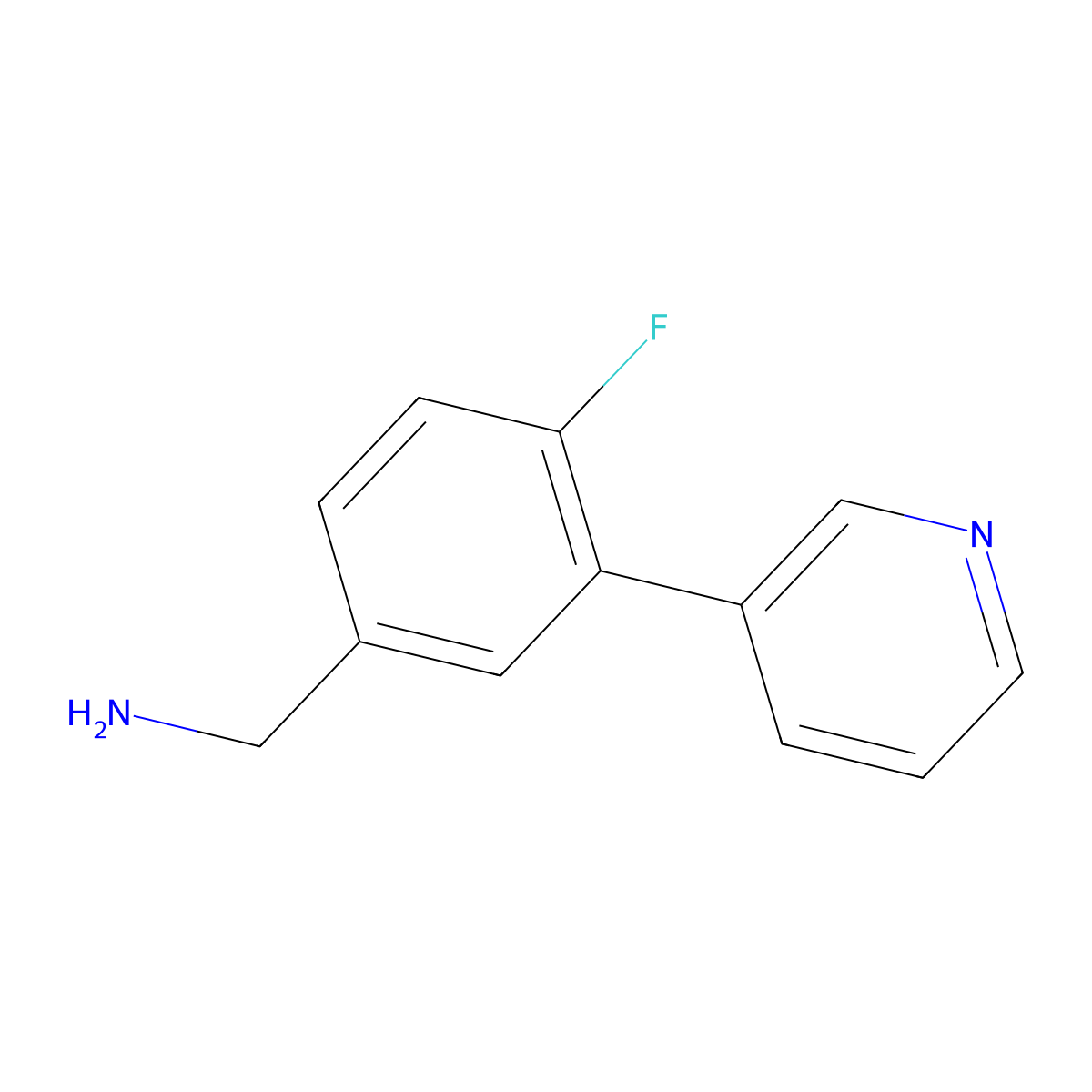 (4-Fluoro-3-(pyridin-3-yl)phenyl)methanamine molecular structure, CAS 1145680-39-2
