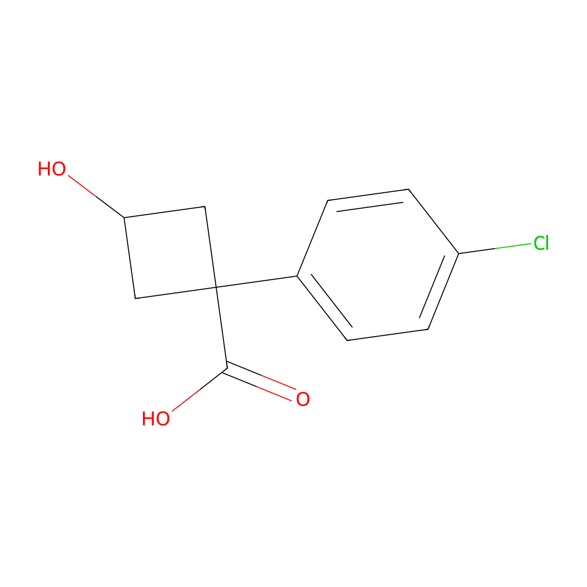 1-(4-Chlorophenyl)-3-hydroxycyclobutanecarboxylic acid molecular structure, CAS 1145681-01-1