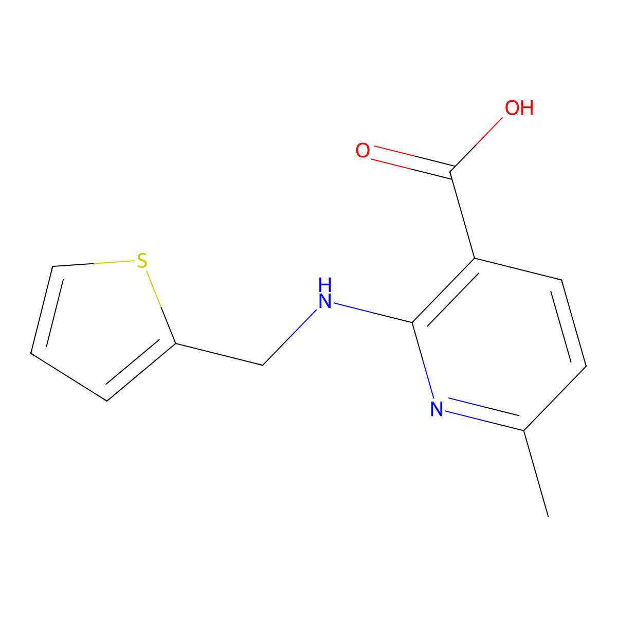6-Methyl-2-(thiophen-2-ylmethylamino)pyridine-3-carboxylic acid molecular structure, CAS 1145744-55-3