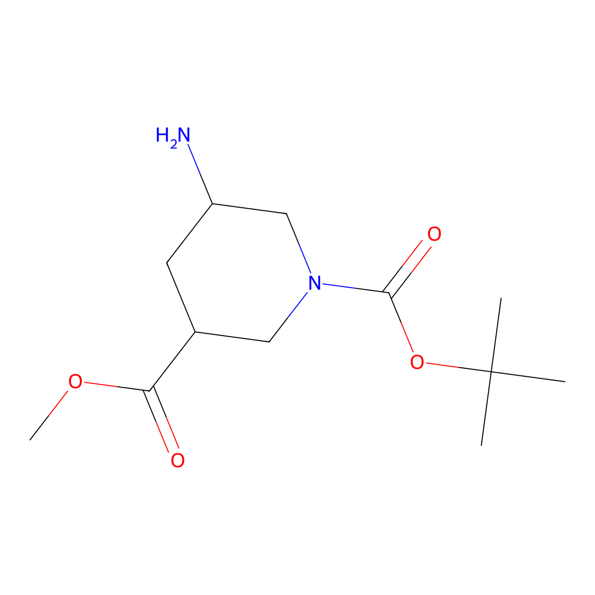 1-Tert-butyl 3-methyl 5-aminopiperidine-1,3-dicarboxylate molecular structure, CAS 1145747-55-2