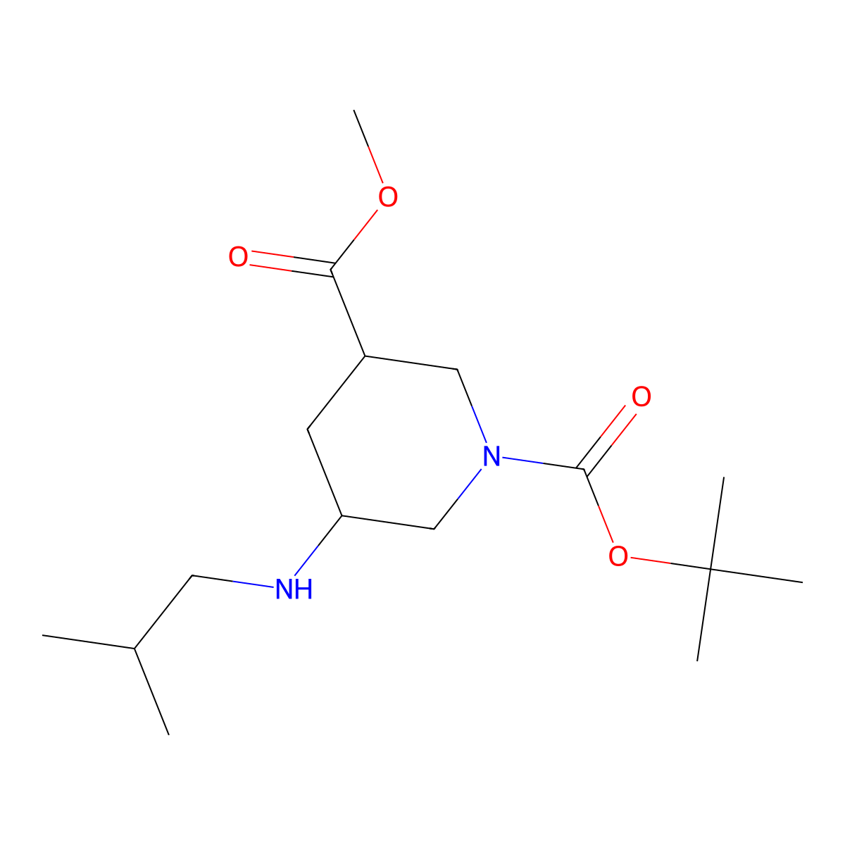 1-tert-Butyl 3-methyl 5-[(2-methylpropyl)amino]piperidine-1,3-dicarboxylate molecular structure, CAS 1145747-59-6