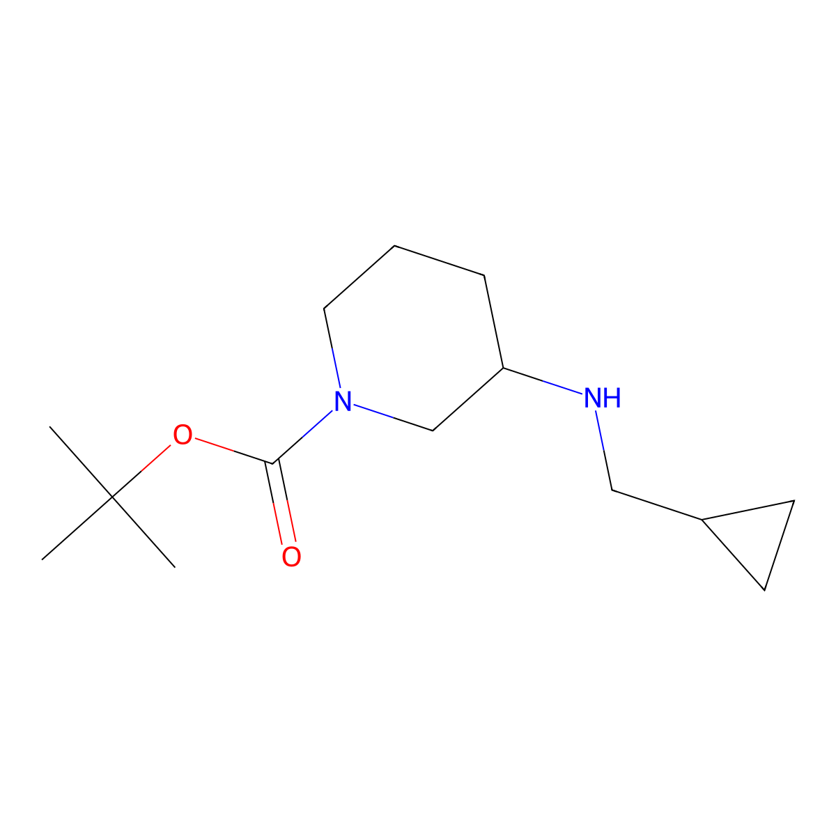 Tert-butyl 3-[(cyclopropylmethyl)amino]piperidine-1-carboxylate molecular structure, CAS 1145747-75-6