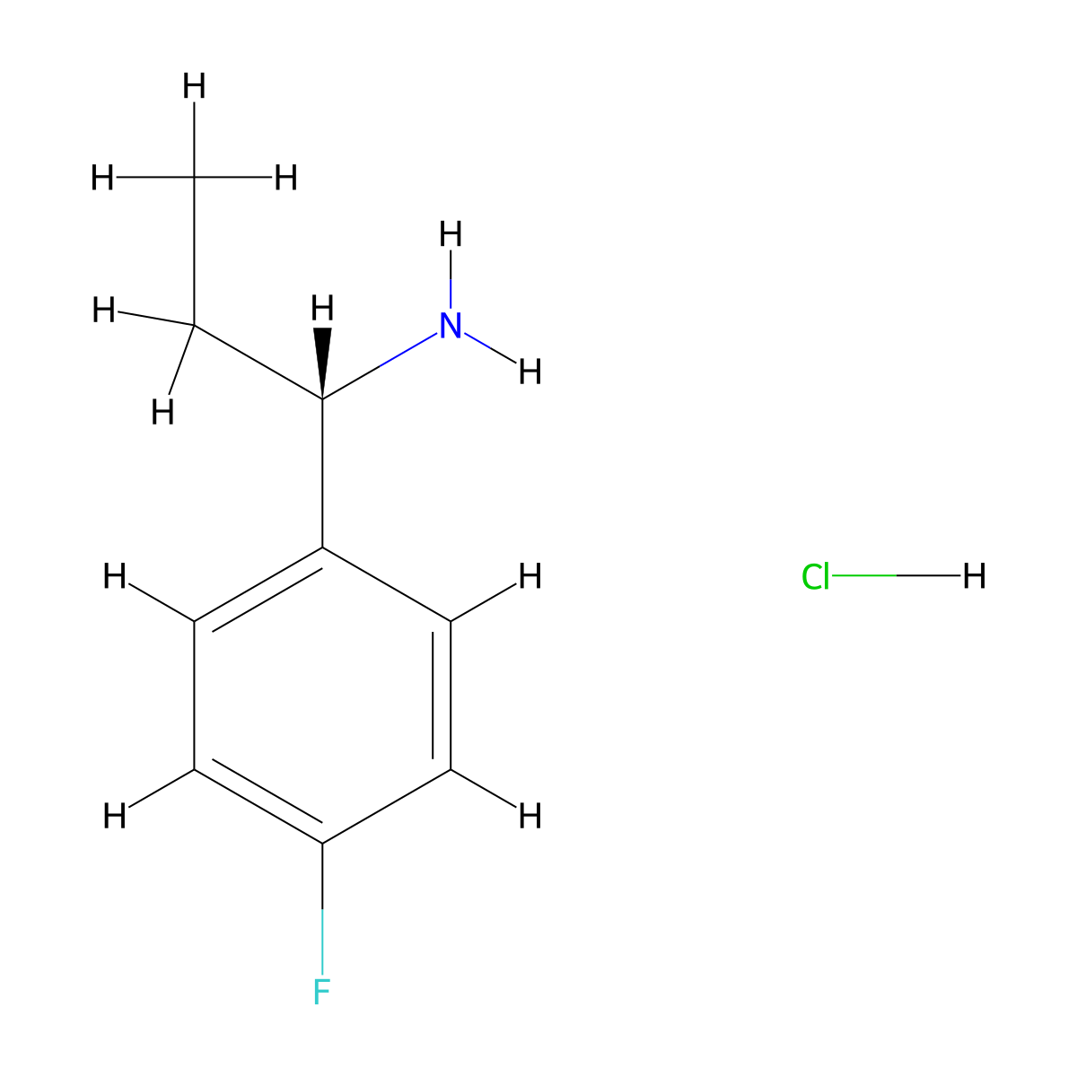(1S)-1-(4-Fluorophenyl)propylamine hydrochloride molecular structure, CAS 1145786-74-8