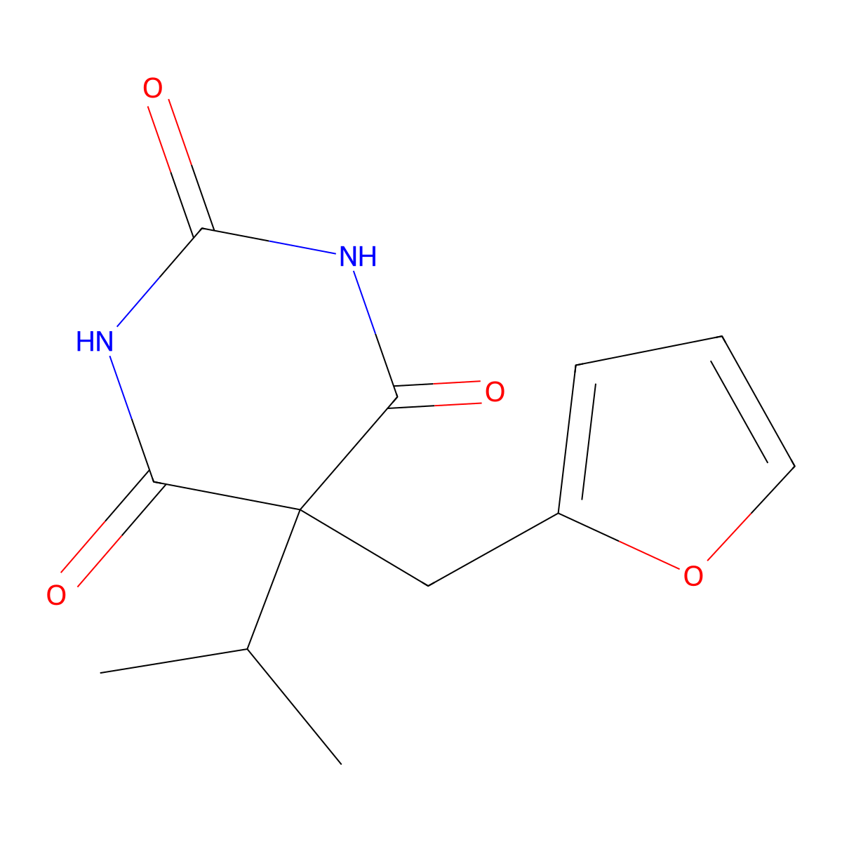 5-Furfuryl-5-isopropylbarbituric acid molecular structure, CAS 1146-21-0