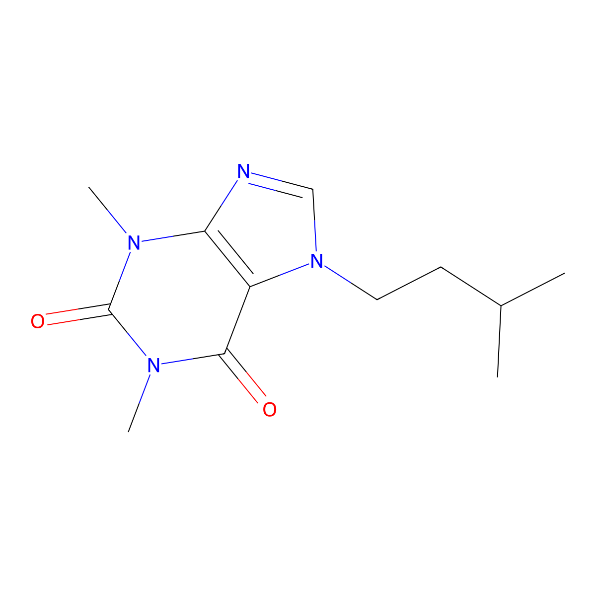 Theophylline, 7-isopentyl- molecular structure, CAS 1146-79-8