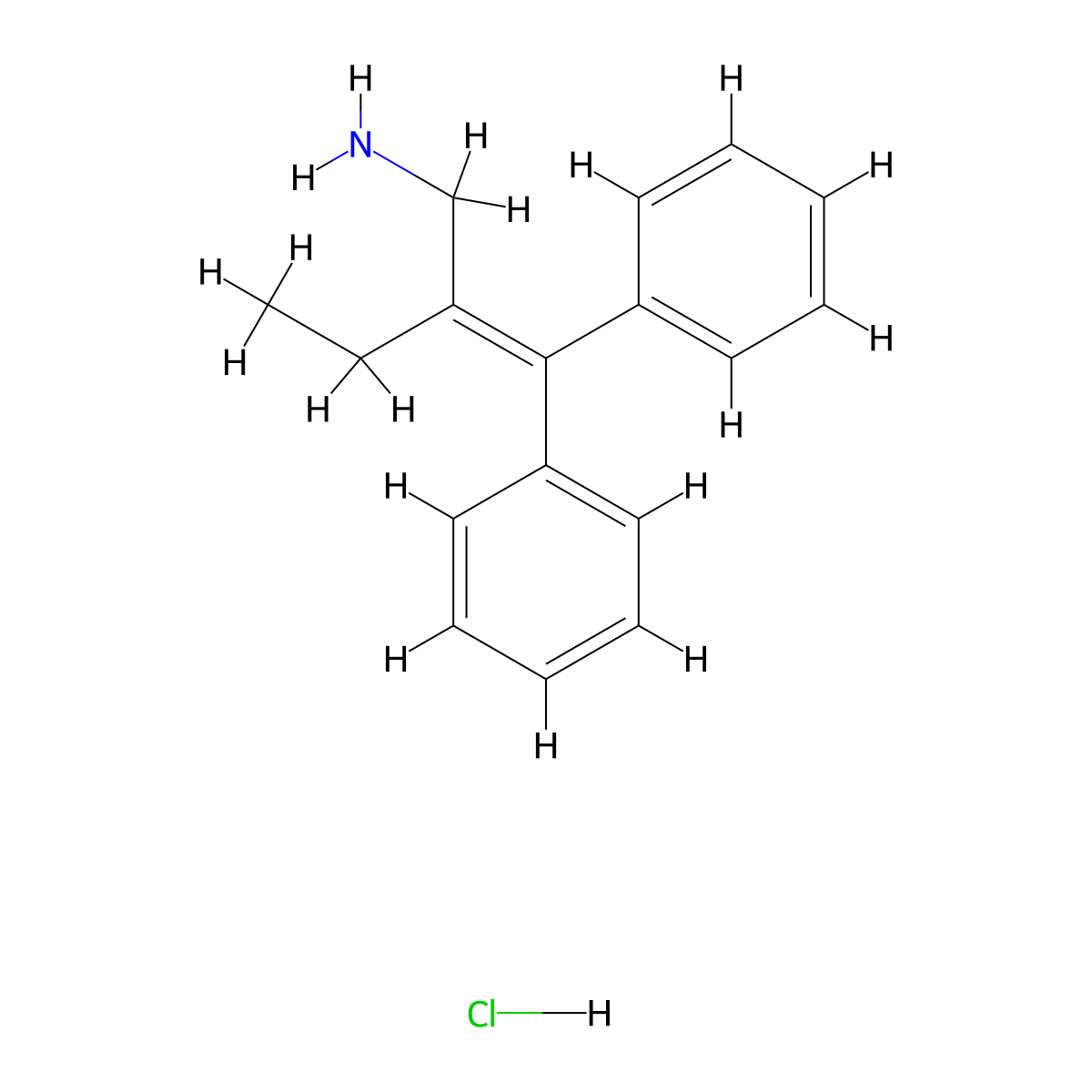 1-Butanamine, 2-(diphenylmethylene)-, hydrochloride (1:1) molecular structure, CAS 1146-95-8