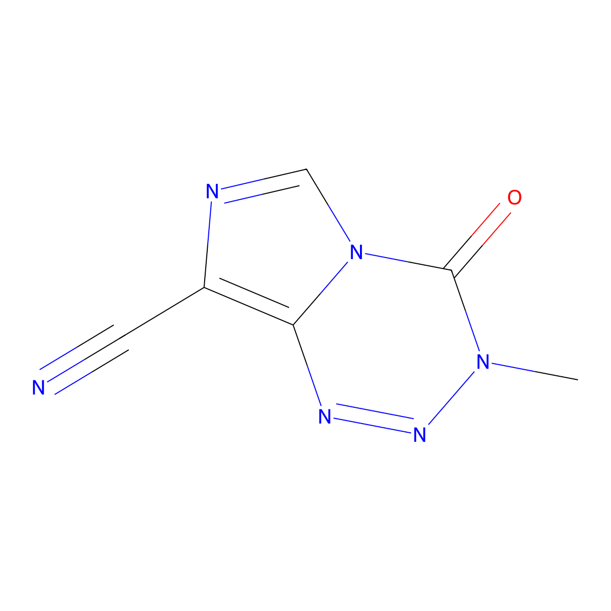 3-Methyl-4-oxo-3,4-dihydroimidazo(5,1-d)(1,2,3,5)tetrazine-8-carbonitrile molecular structure, CAS 114601-31-9