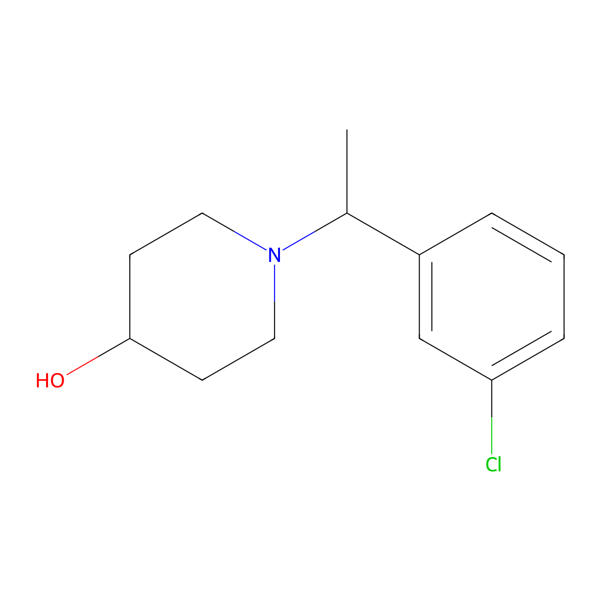 1-(1-(3-Chlorophenyl)ethyl)piperidin-4-ol molecular structure, CAS 1146080-11-6