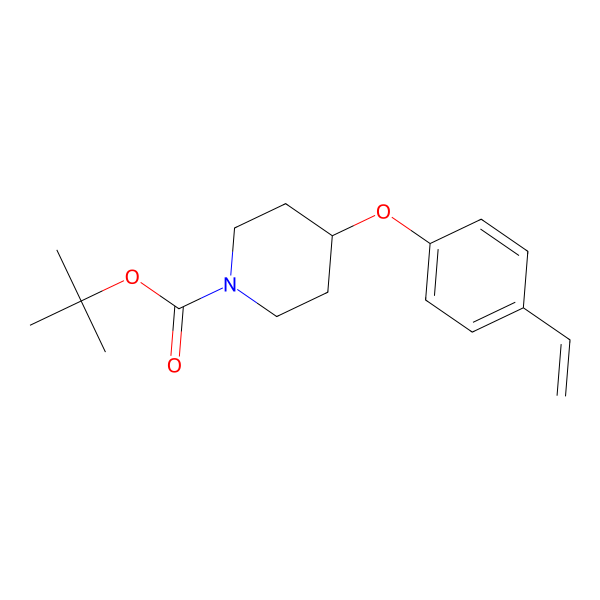 4-(4-Vinyl-phenoxy)-piperidine-1-carboxylic acid tert-butyl ester molecular structure, CAS 1146080-20-7