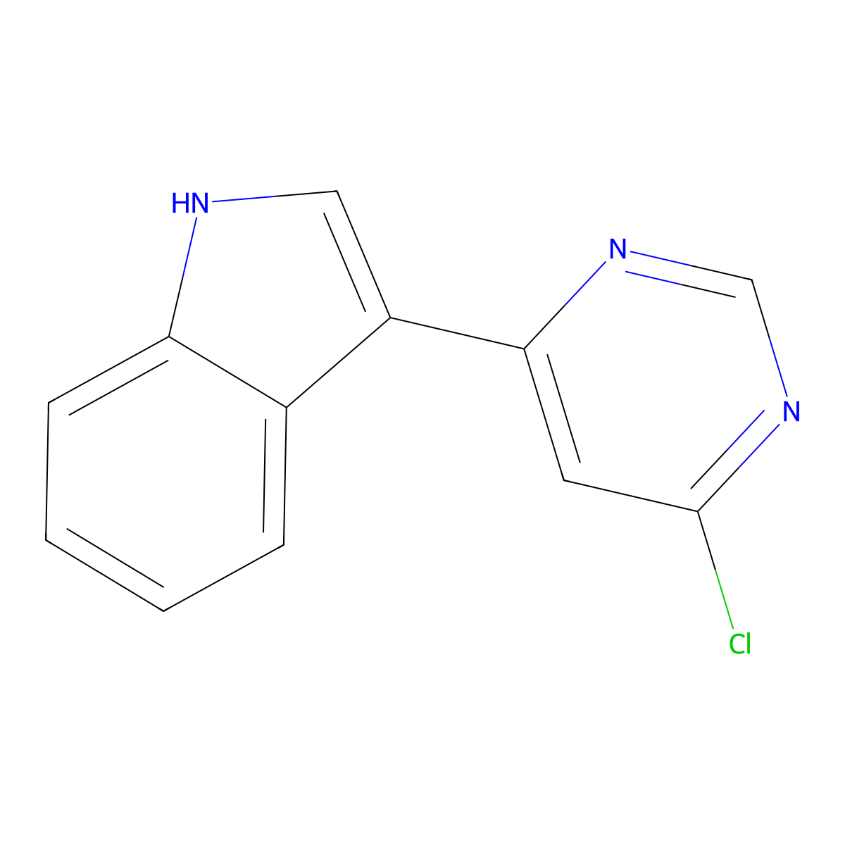 3-(6-chloropyrimidin-4-yl)-1H-indole molecular structure, CAS 1146080-38-7