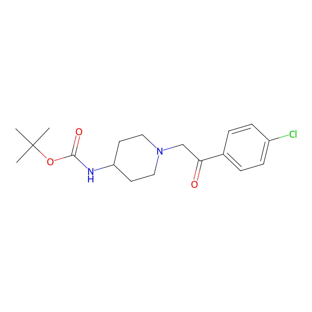 {1-[2-(4-Chloro-phenyl)-2-oxo-ethyl]-piperidin-4-yl}-carbamic acid tert-butyl ester molecular structure, CAS 1146080-69-4