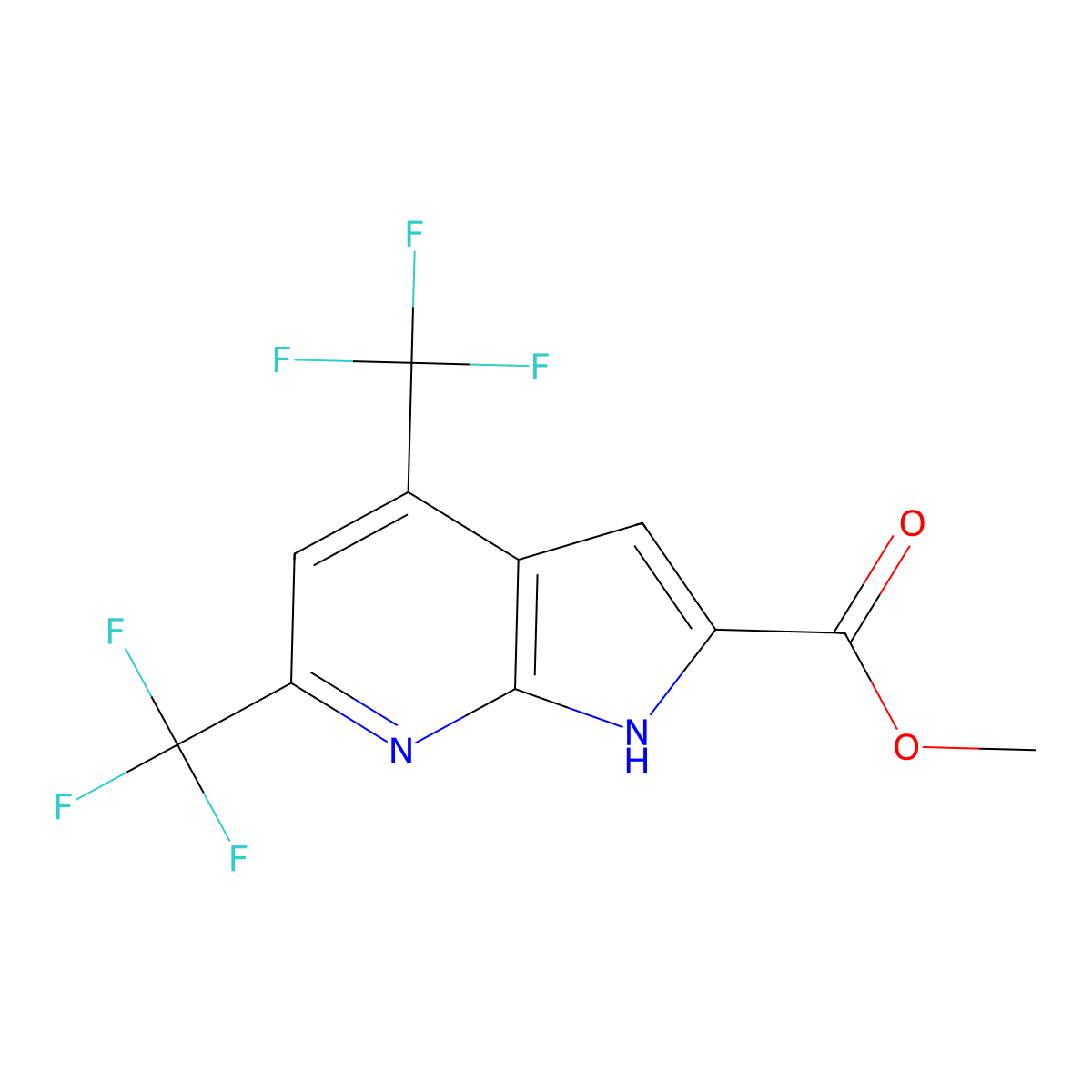 Methyl 4,6-bis(trifluoromethyl)-1H-pyrrolo[2,3-b]pyridine-2-carboxylate molecular structure, CAS 1146081-29-9