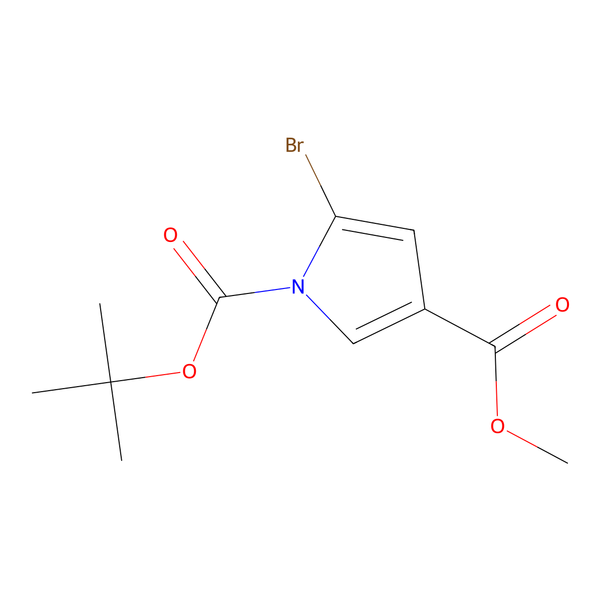 1-tert-butyl 3-methyl 5-bromo-1H-pyrrole-1,3-dicarboxylate molecular structure, CAS 1146081-31-3