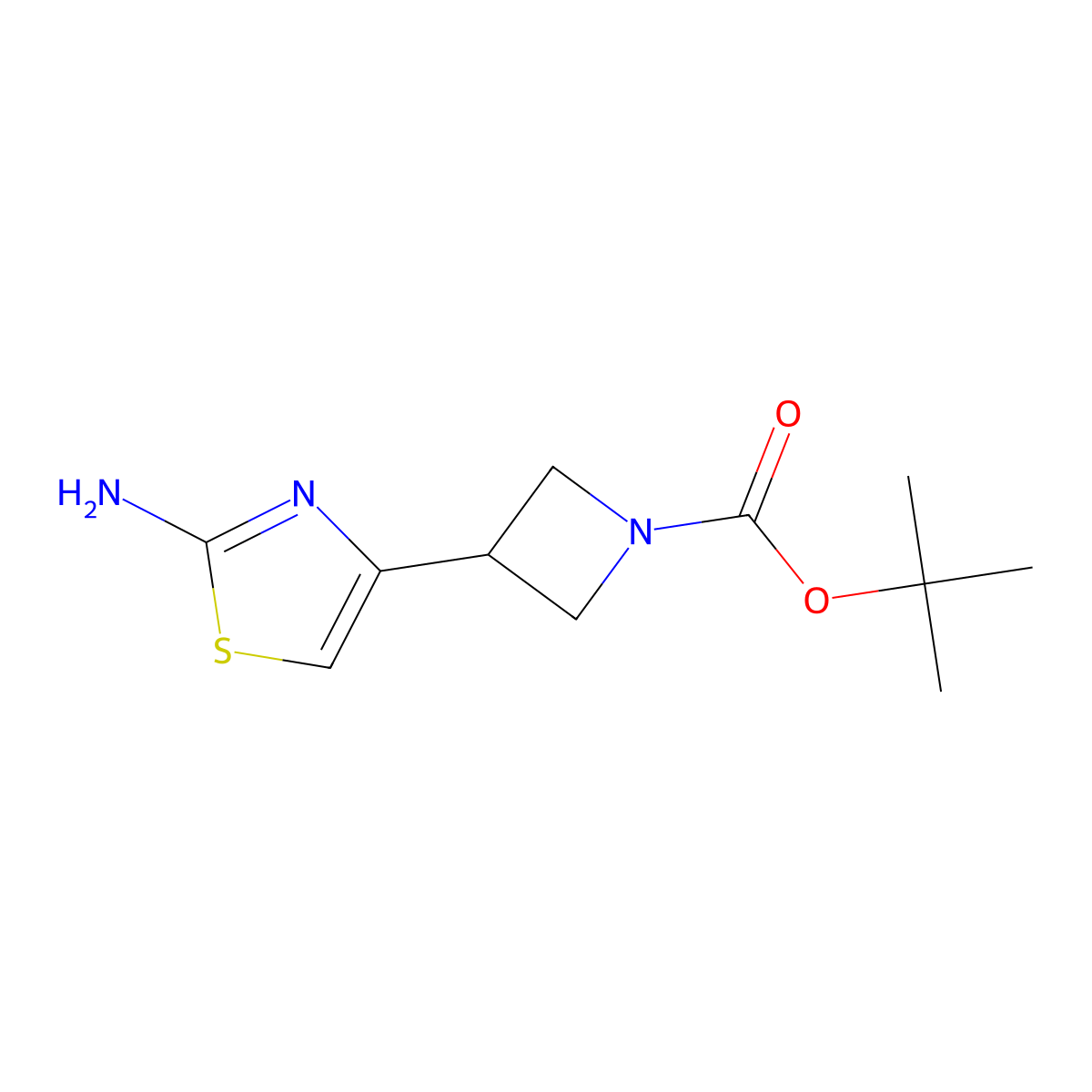 Tert-butyl 3-(2-amino-1,3-thiazol-4-yl)azetidine-1-carboxylate molecular structure, CAS 1146085-16-6