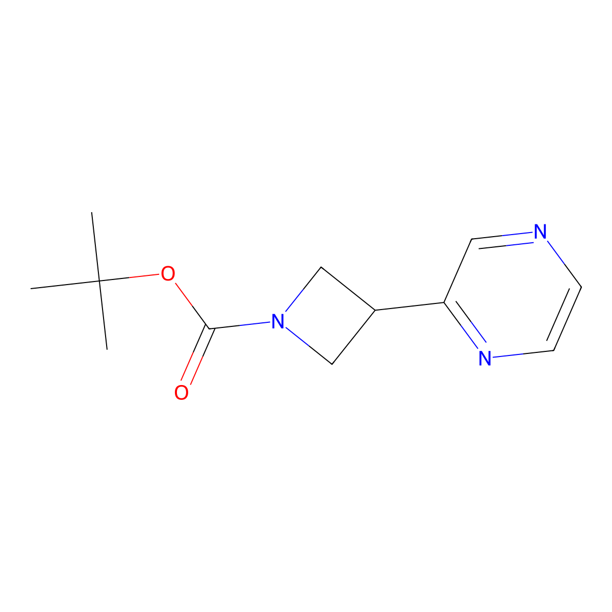 Tert-butyl 3-(pyrazin-2-yl)azetidine-1-carboxylate molecular structure, CAS 1146085-63-3