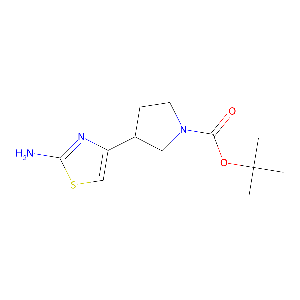 Tert-butyl 3-(2-amino-1,3-thiazol-4-yl)pyrrolidine-1-carboxylate molecular structure, CAS 1146086-01-2