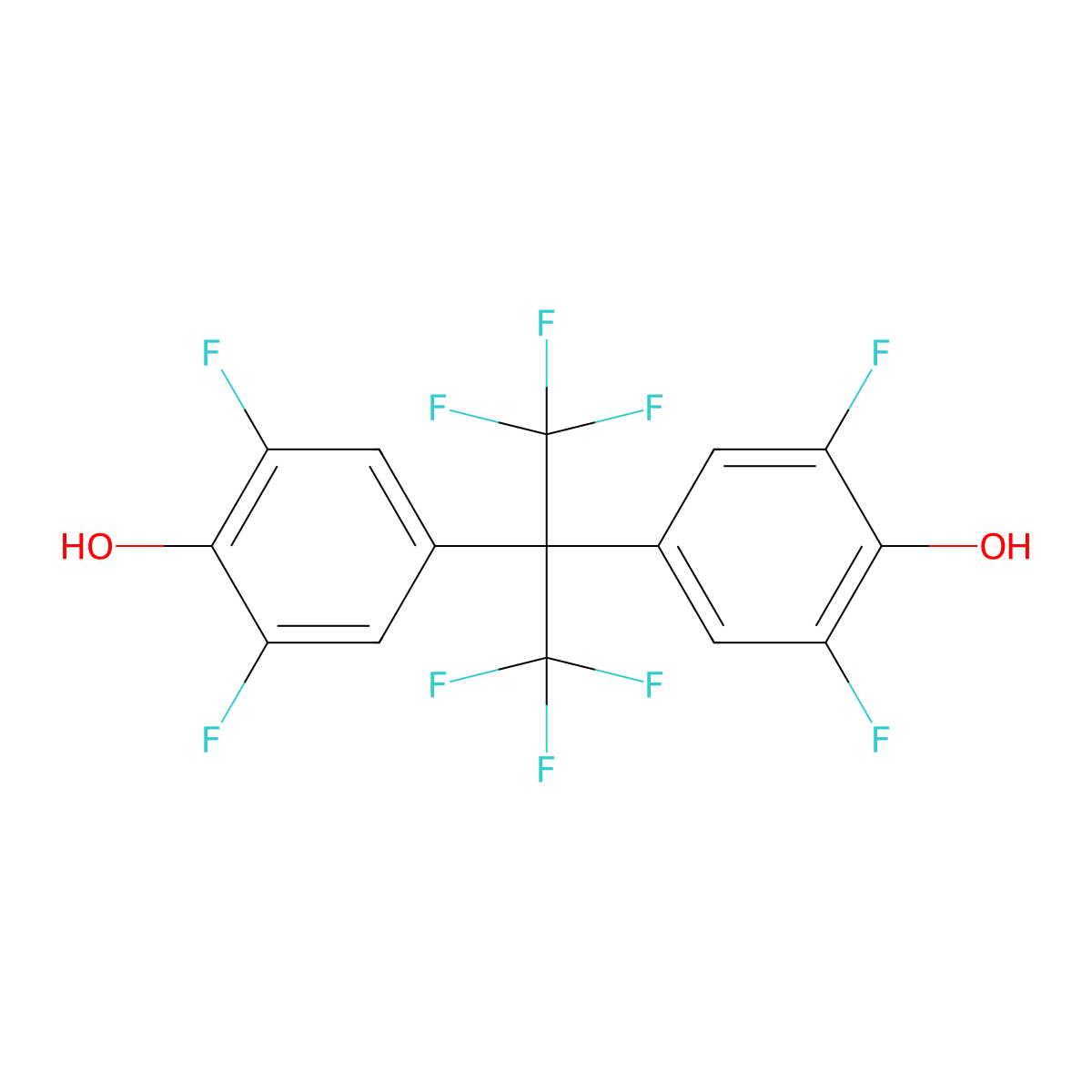 2,2-Bis(3,5-difluoro-4-hydroxyphenyl)hexafluoropropane molecular structure, CAS 114611-30-2