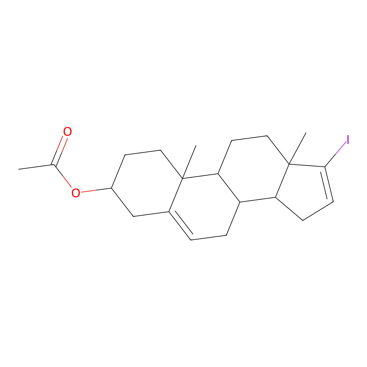 (3S,8R,9S,10R,13S,14S)-17-Iodo-10,13-dimethyl-2,3,4,7,8,9,10,11,12,13,14,15-dodecahydro-1H-cyclopenta[a]phenanthren-3-yl acetate molecular structure, CAS 114611-53-9