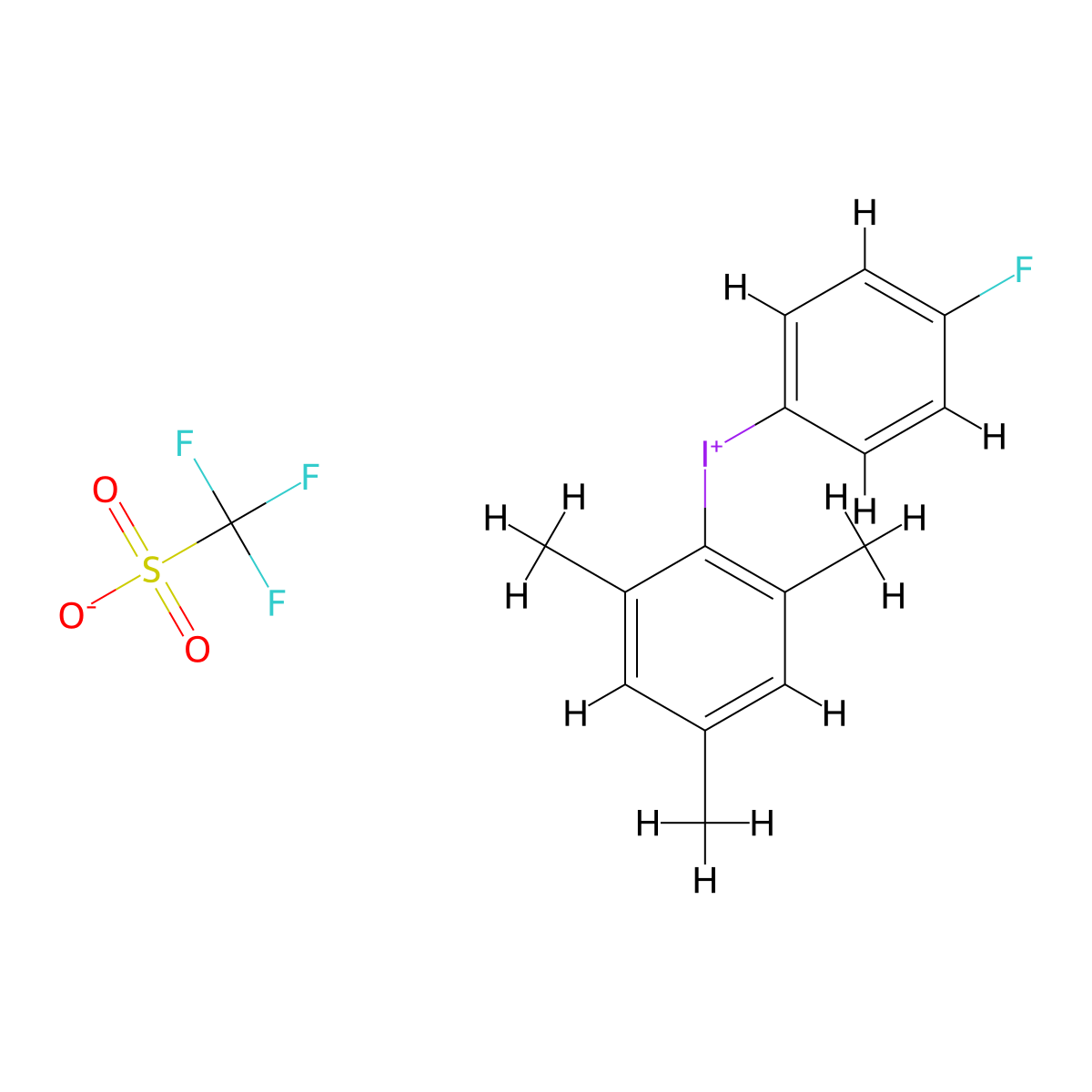 (4-Fluorophenyl)(mesityl)iodonium trifluoromethanesulfonate molecular structure, CAS 1146127-04-9
