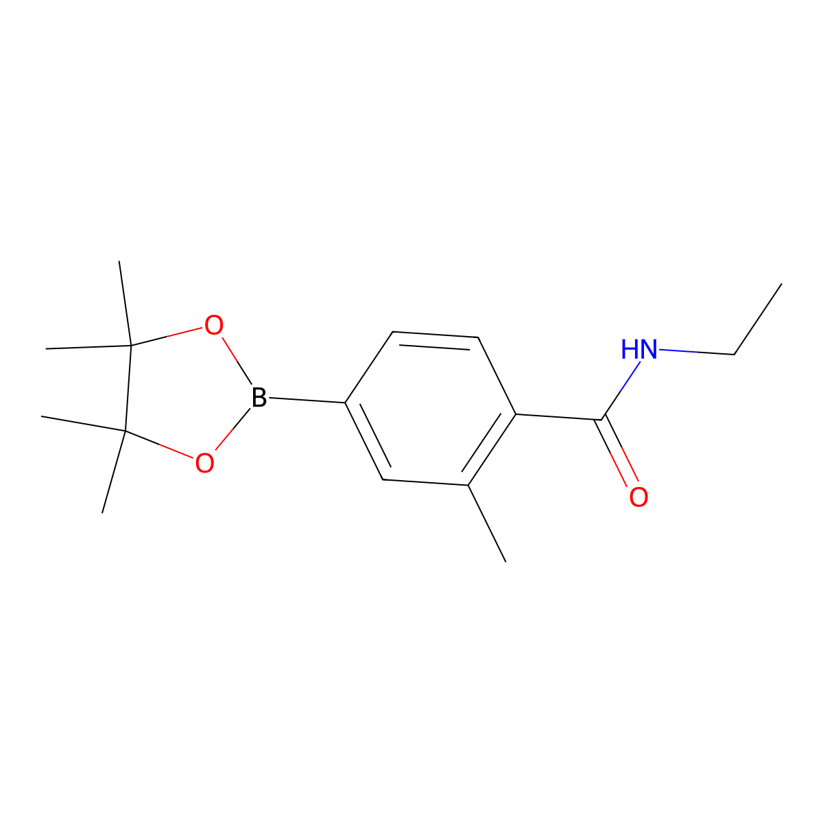 N-ethyl-2-methyl-4-(4,4,5,5-tetramethyl-1,3,2-dioxaborolan-2-yl)benzamide molecular structure, CAS 1146157-79-0