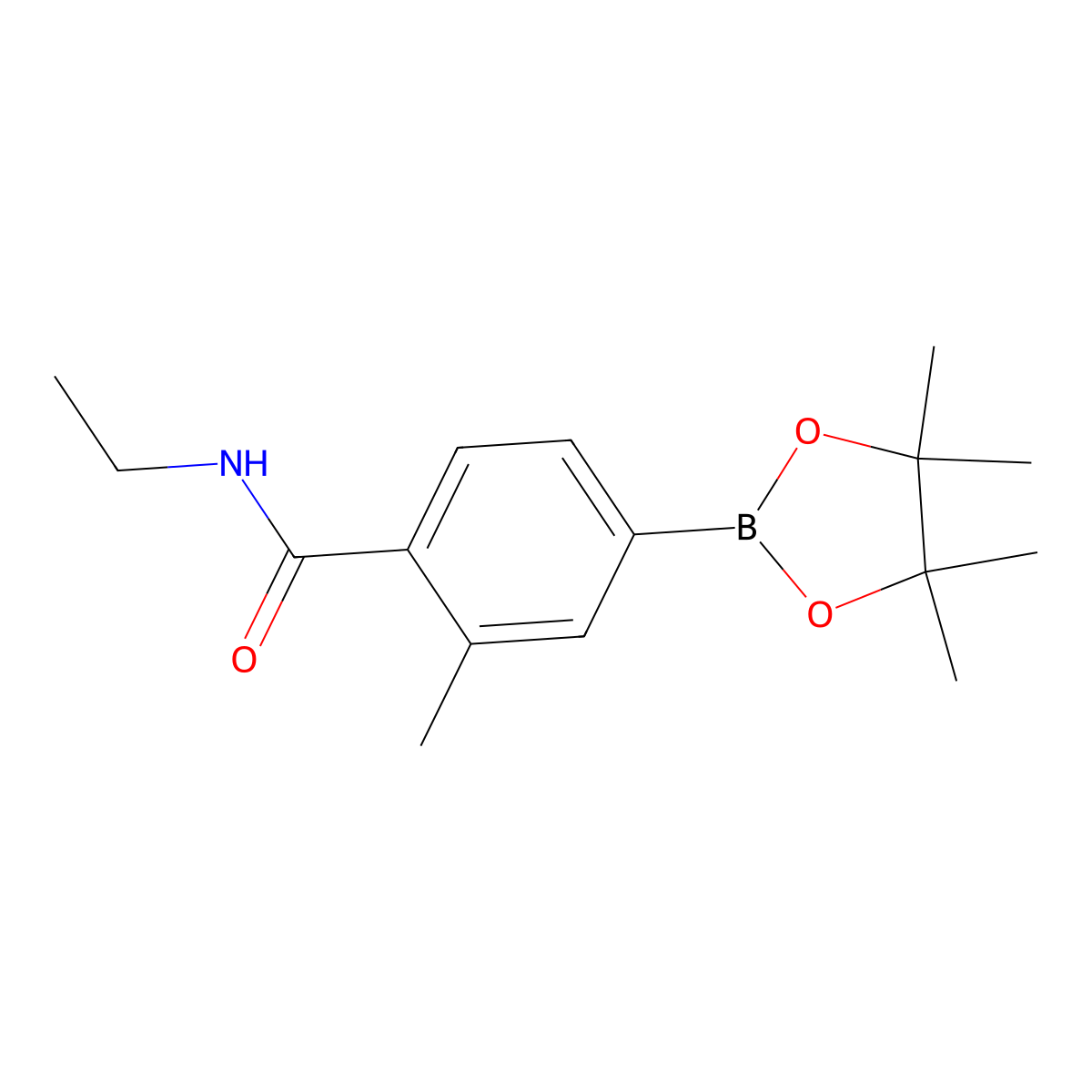 N-ethyl-2-methyl-4-(4,4,5,5-tetramethyl-1,3,2-dioxaborolan-2-yl)benzamide molecular structure, CAS 1146157-79-0