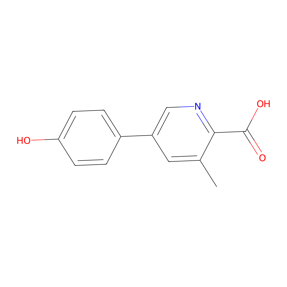 5-(4-Hydroxyphenyl)-3-methylpyridine-2-carboxylic acid molecular structure, CAS 1146157-89-2