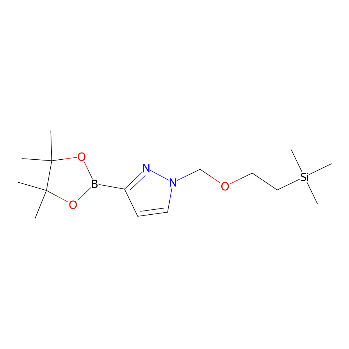 3-(4,4,5,5-tetramethyl-1,3,2-dioxaborolan-2-yl)-1-((2-(trimethylsilyl)ethoxy)methyl)-1H-pyrazole molecular structure, CAS 1146162-54-0