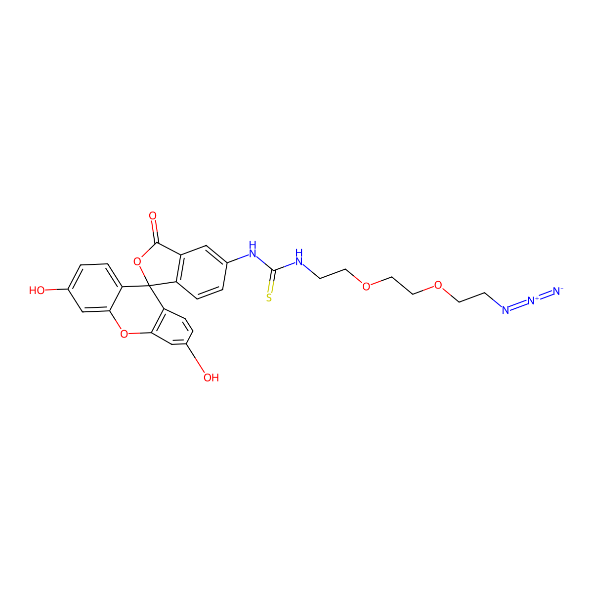 Fluorescein-PEG2-Azide molecular structure, CAS 1146195-72-3