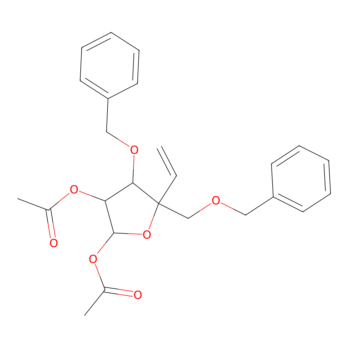 (3R,4S,5R)-2-(acetyloxy)-4-(benzyloxy)-5-[(benzyloxy)methyl]-5-ethenyloxolan-3-yl acetate molecular structure, CAS 1146197-36-5