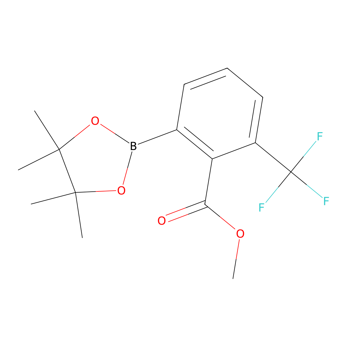 Benzoic acid, 2-(4,4,5,5-tetramethyl-1,3,2-dioxaborolan-2-yl)-6-(trifluoromethyl)-, methyl ester molecular structure, CAS 1146214-79-0