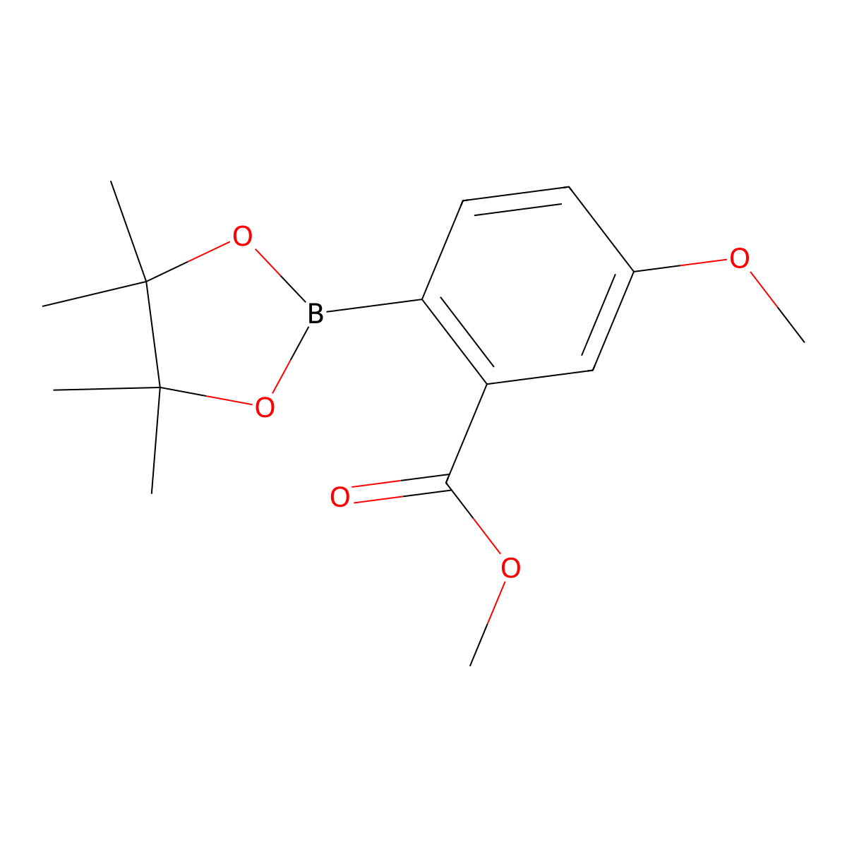 MEthyl 5-methoxy-2-(tetramethyl-1,3,2-dioxaborolan-2-yl)benzoate molecular structure, CAS 1146214-81-4