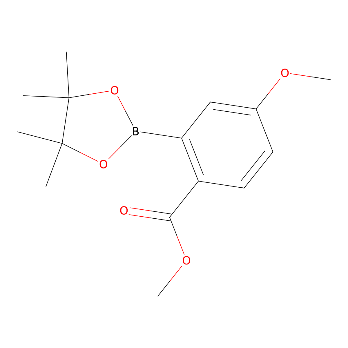 Benzoic acid, 4-methoxy-2-(4,4,5,5-tetramethyl-1,3,2-dioxaborolan-2-yl)-, methyl ester molecular structure, CAS 1146214-84-7