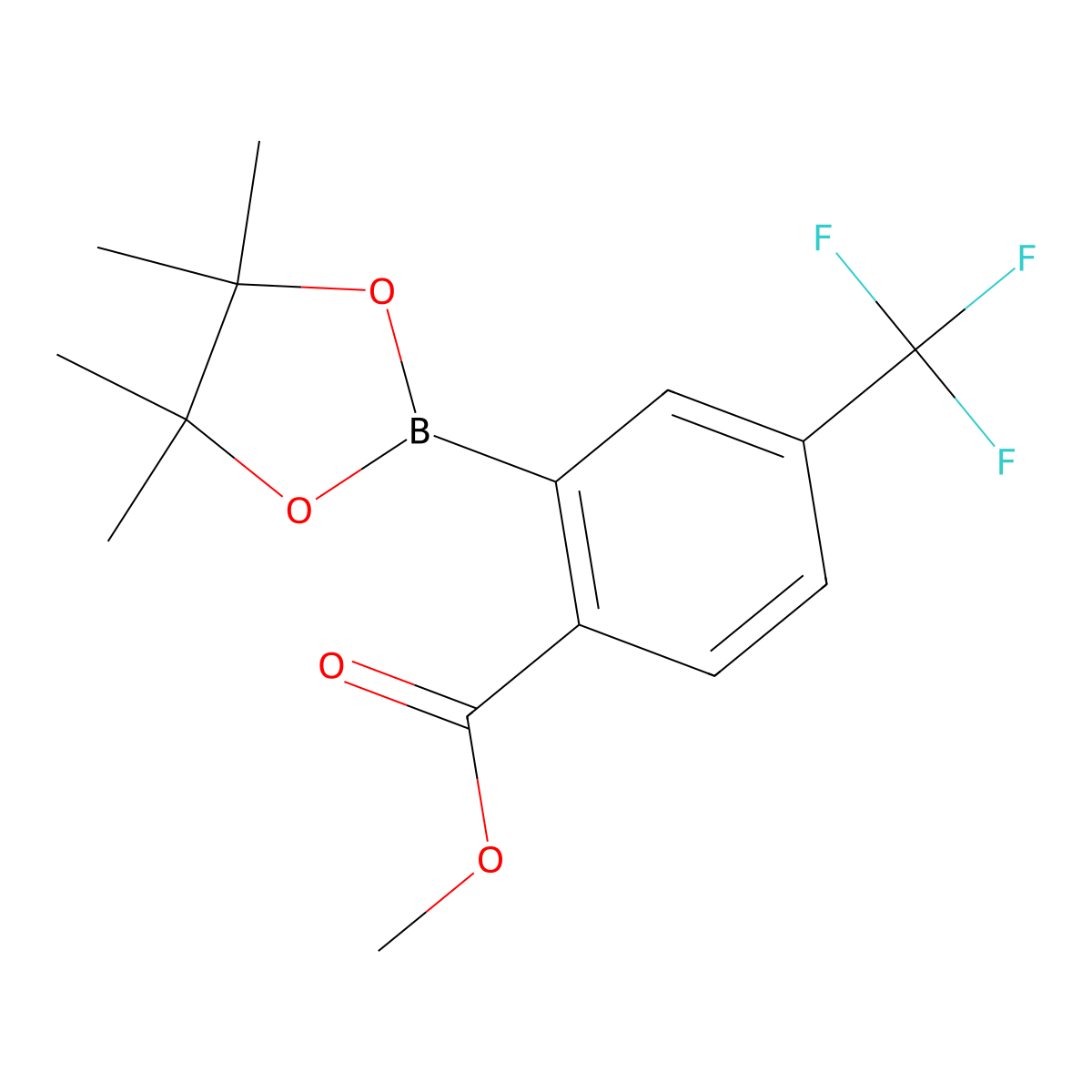Methyl 2-(4,4,5,5-tetramethyl-1,3,2-dioxaborolan-2-yl)-4-(trifluoromethyl)benzoate molecular structure, CAS 1146214-86-9