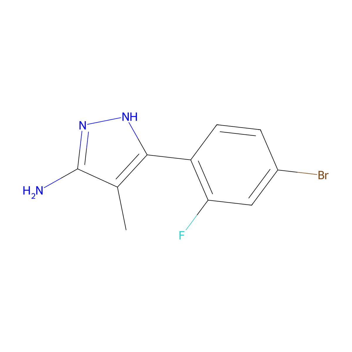 3-(4-Bromo-2-fluorophenyl)-4-methyl-1h-pyrazol-5-amine molecular structure, CAS 1146218-15-6