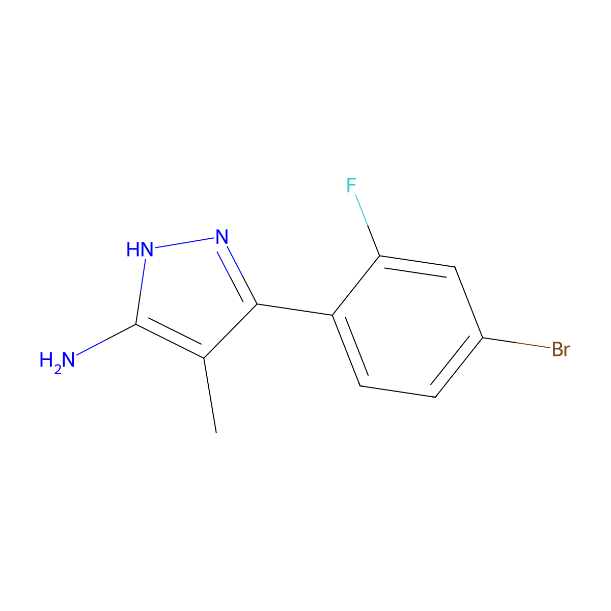 3-(4-Bromo-2-fluorophenyl)-4-methyl-1h-pyrazol-5-amine molecular structure, CAS 1146218-15-6