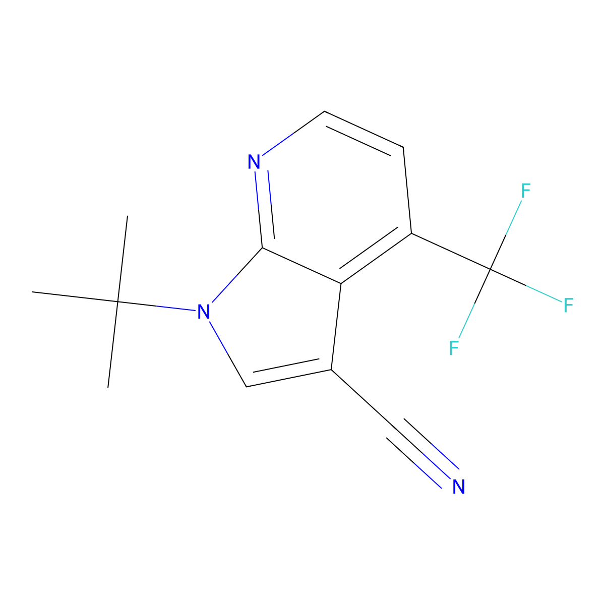 1-(1,1-Dimethylethyl)-4-(trifluoromethyl)-1H-pyrrolo[2,3-b]pyridine-3-carbonitrile molecular structure, CAS 1146221-86-4