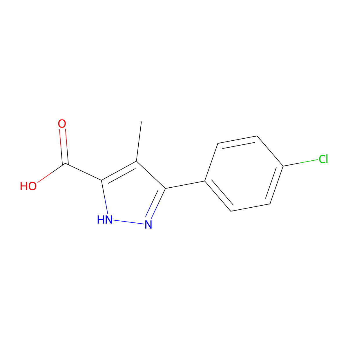 5-(4-chlorophenyl)-4-methyl-1H-pyrazole-3-carboxylic acid molecular structure, CAS 1146222-41-4