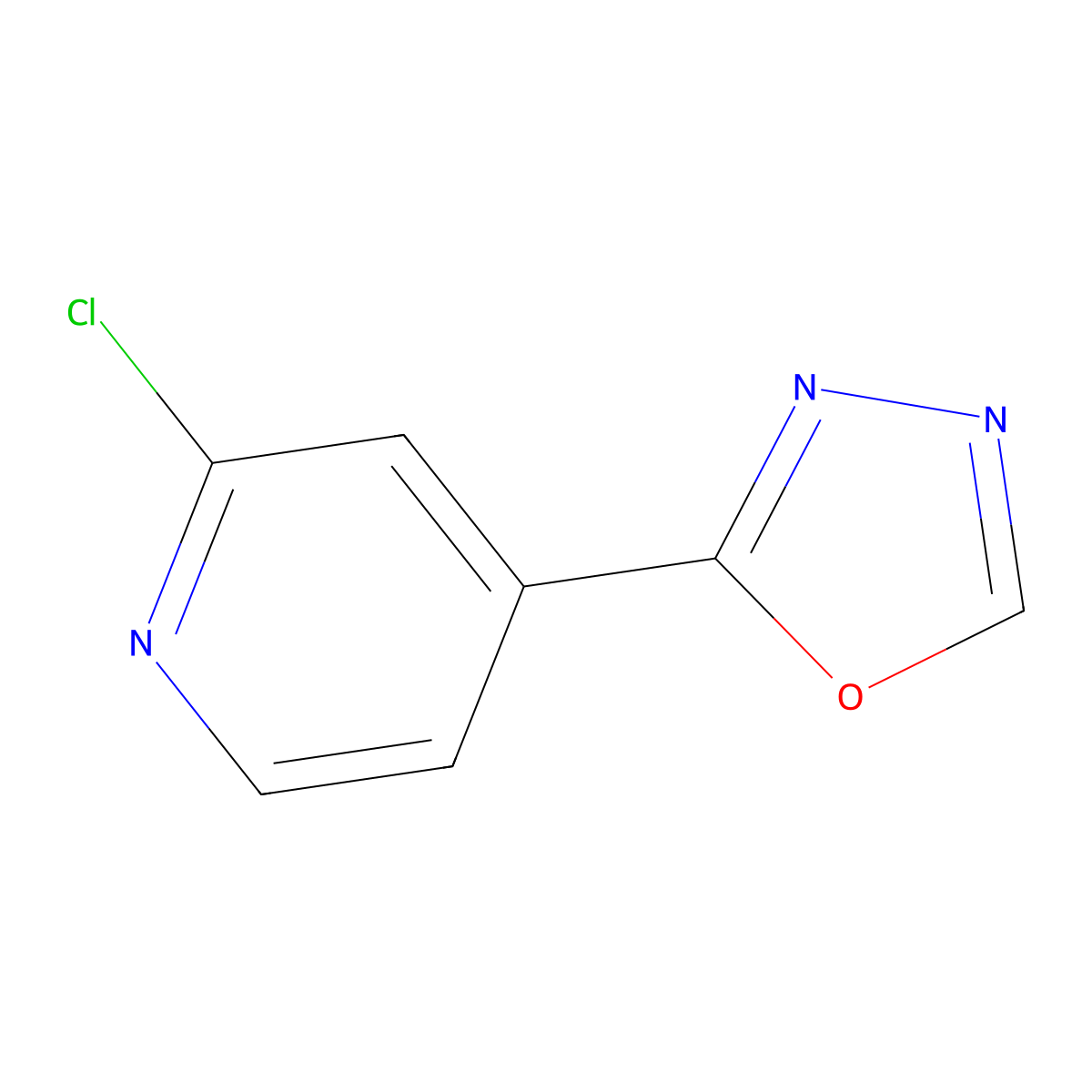 2-Chloro-4-(1,3,4-oxadiazol-2-yl)pyridine molecular structure, CAS 1146289-86-2