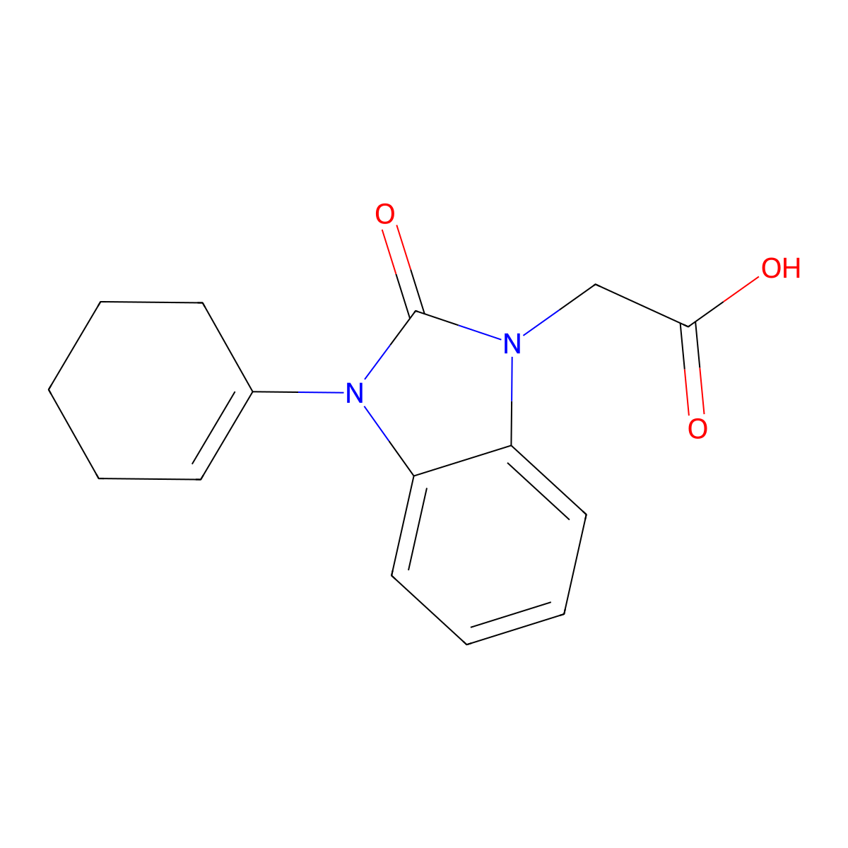 3-(1-Cyclohexen-1-yl)-2,3-dihydro-2-oxo-1H-benzimidazole-1-acetic acid molecular structure, CAS 1146289-87-3