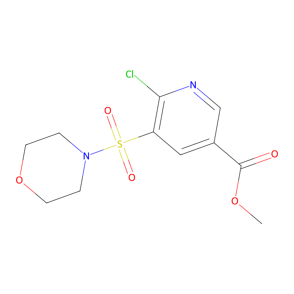 Methyl 6-chloro-5-(morpholine-4-sulfonyl)pyridine-3-carboxylate molecular structure, CAS 1146289-89-5