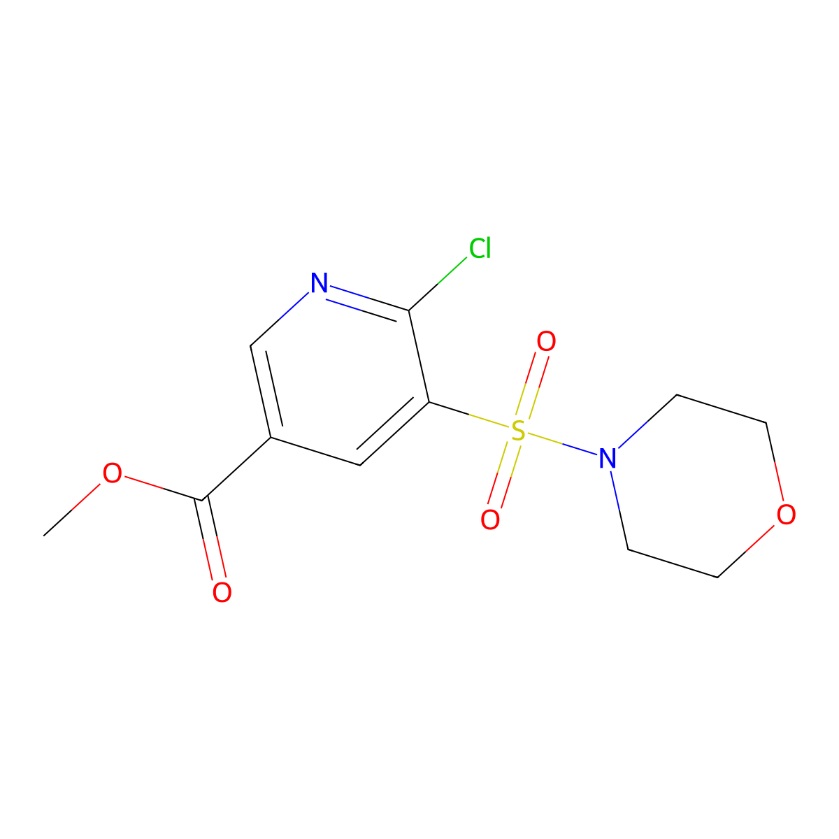 Methyl 6-chloro-5-(morpholine-4-sulfonyl)pyridine-3-carboxylate molecular structure, CAS 1146289-89-5
