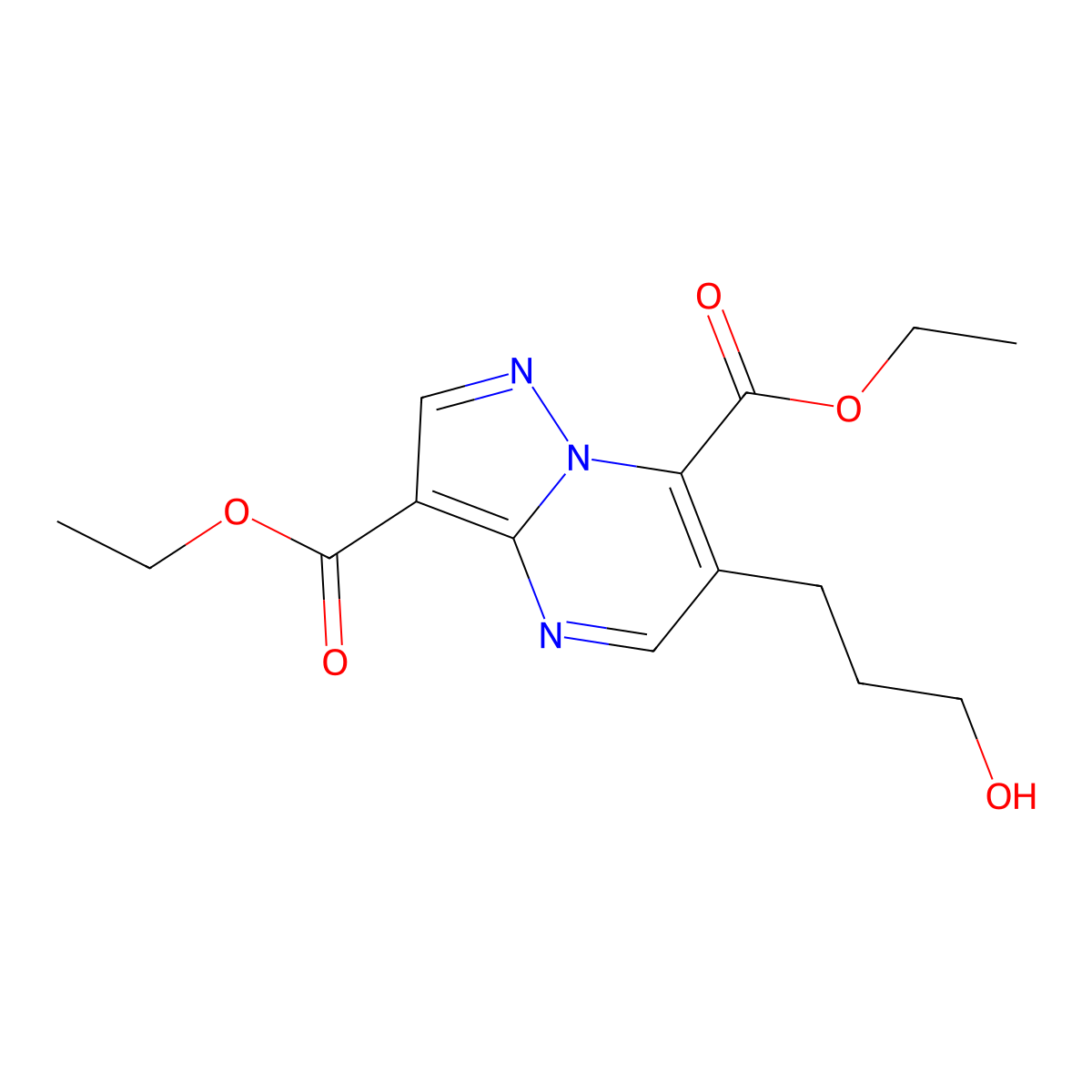 3,7-Diethyl 6-(3-hydroxypropyl)pyrazolo[1,5-a]pyrimidine-3,7-dicarboxylate molecular structure, CAS 1146289-94-2