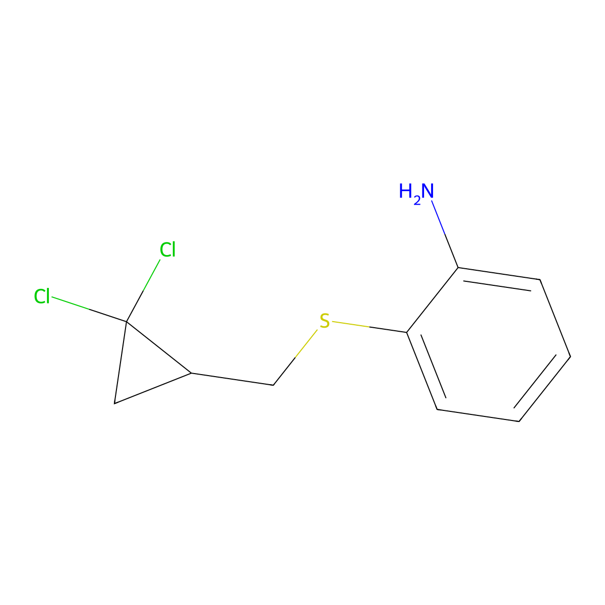 Benzenamine, 2-[[(2,2-dichlorocyclopropyl)methyl]thio]- molecular structure, CAS 1146290-11-0