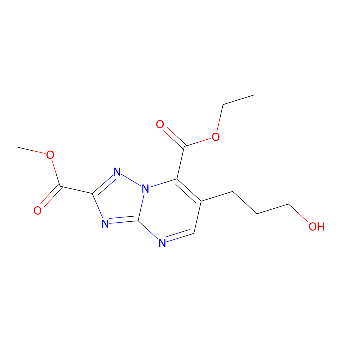 [1,2,4]Triazolo[1,5-a]pyrimidine-2,7-dicarboxylic acid, 6-(3-hydroxypropyl)-, 7-ethyl 2-methyl ester molecular structure, CAS 1146290-18-7