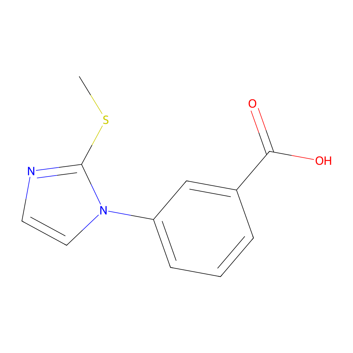 Benzoic acid, 3-[2-(methylthio)-1H-imidazol-1-yl]- molecular structure, CAS 1146290-22-3