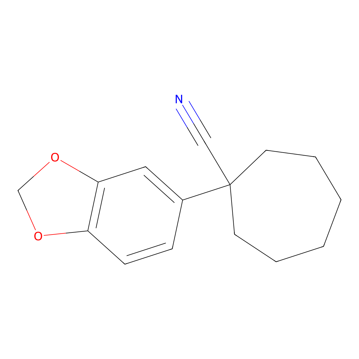 1-(2H-1,3-benzodioxol-5-yl)cycloheptane-1-carbonitrile molecular structure, CAS 1146290-24-5